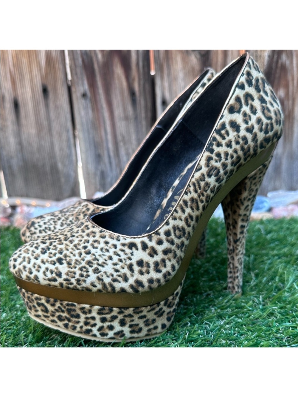 Promise Leopard-Print Platform Pumps in Tan and Black - Picture 6 of 6